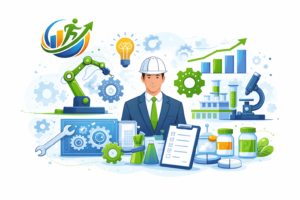 Senior Manager Engineering featured image with pharma and mechanical engineering symbols