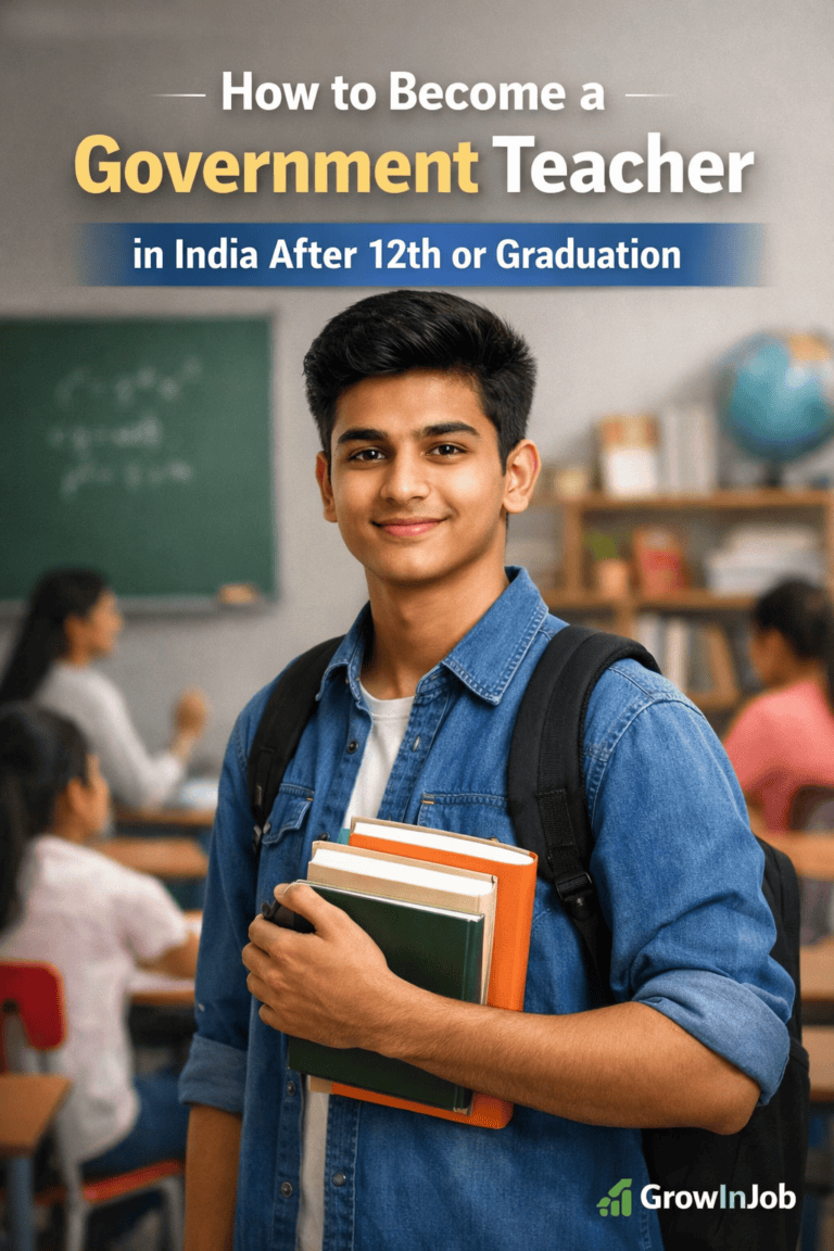 A student holding books preparing to become a government teacher in India - GrowInJob