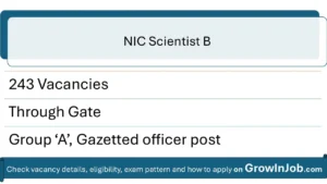 NIC Scientist B Recruitment 2026 featured image with GrowInJob.com text branding