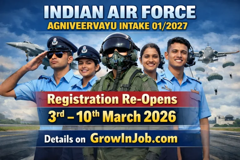 Indian Air Force Agniveervayu Intake 01/2027 recruitment registration re-open in March 2026