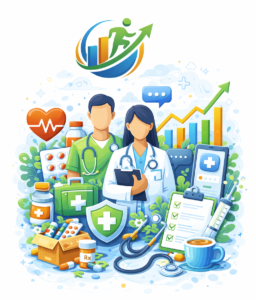 health care careers with GrowInJob – inclusive professional job category illustration