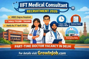 IIFT Medical Consultant Recruitment 2026 notification for part-time MBBS doctor vacancy in Delhi with salary Rs 55000 to Rs 60000 apply online