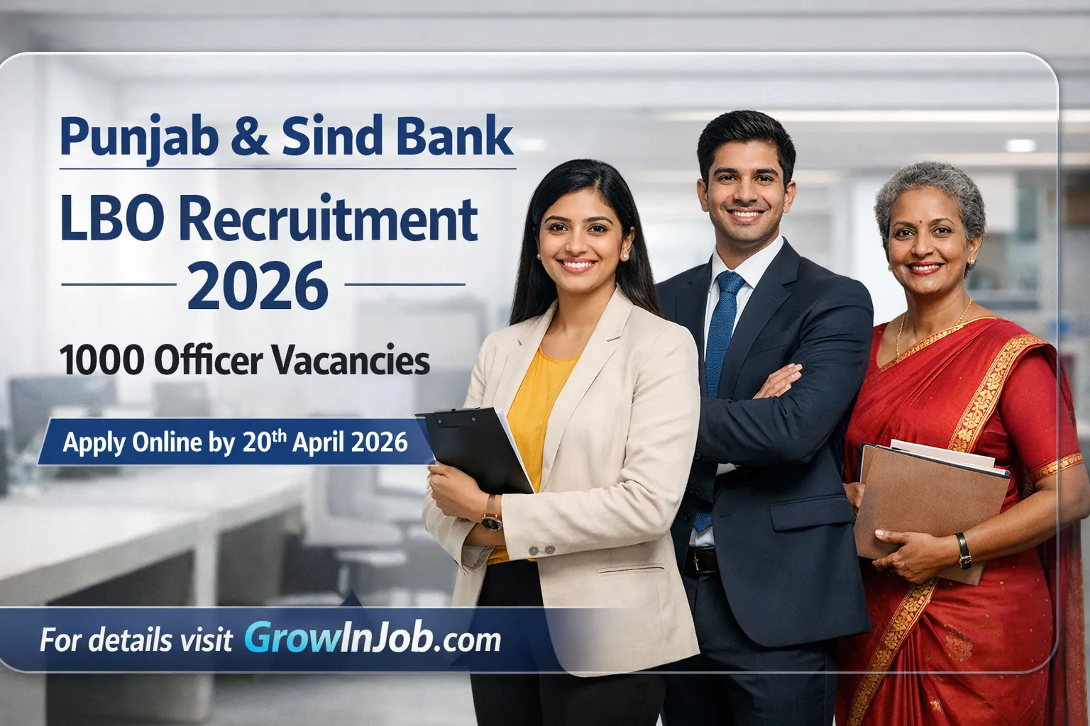 Punjab and Sind Bank LBO Recruitment 2026 notification for 1000 Local Bank Officer JMGS I vacancies apply online before 20 April 2026