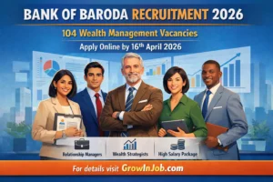 Bank of Baroda Recruitment 2026 for 104 Wealth Management vacancies including Relationship Manager and Wealth Strategist roles. Apply online before 16 April 2026.