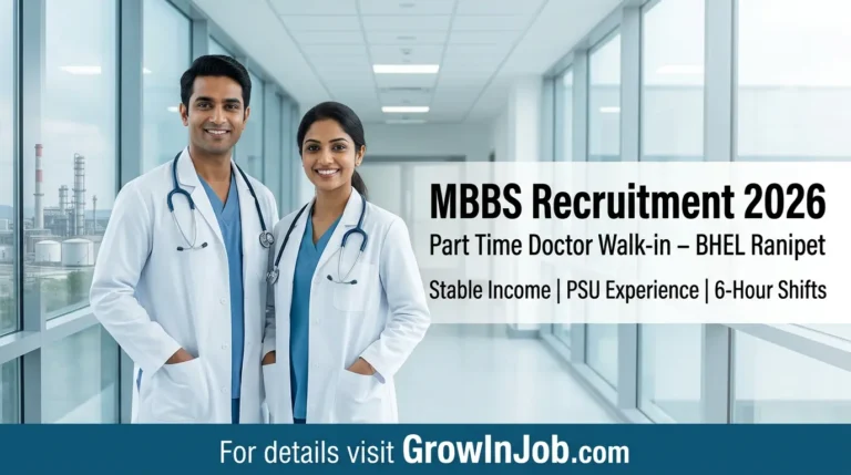 MBBS Recruitment 2026 Part Time BHEL Ranipet Walk-in – GrowInJob