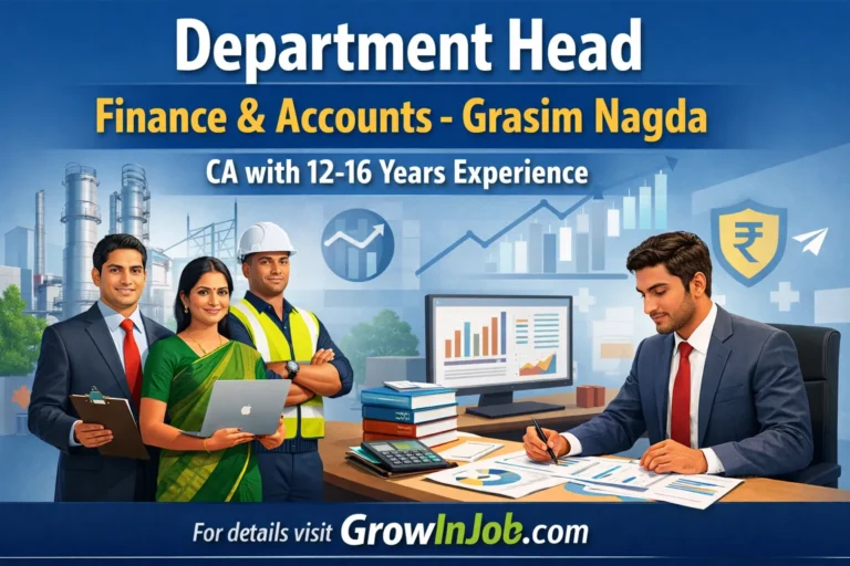 Department Head Finance and Accounts job in Grasim Chlor Alkali Nagda Madhya Pradesh CA 12-16 years experience GrowInJob