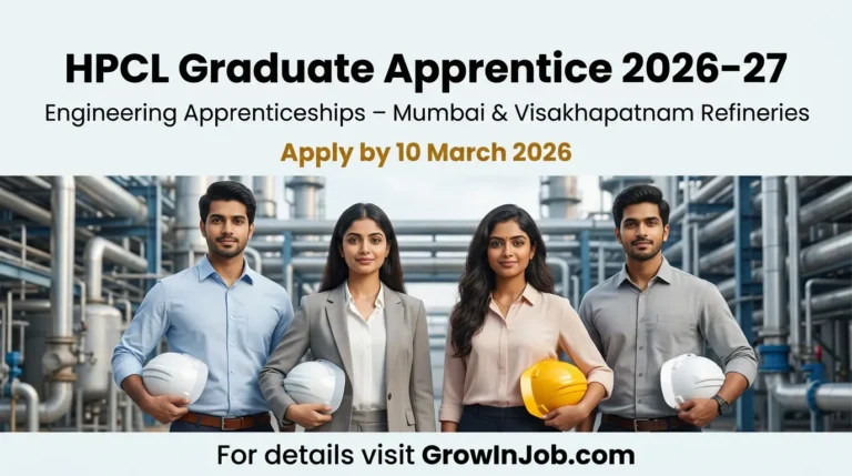Diverse engineering graduates for HPCL Graduate Apprentice 2026–27 recruitment at Mumbai and Visakhapatnam refineries – GrowInJob