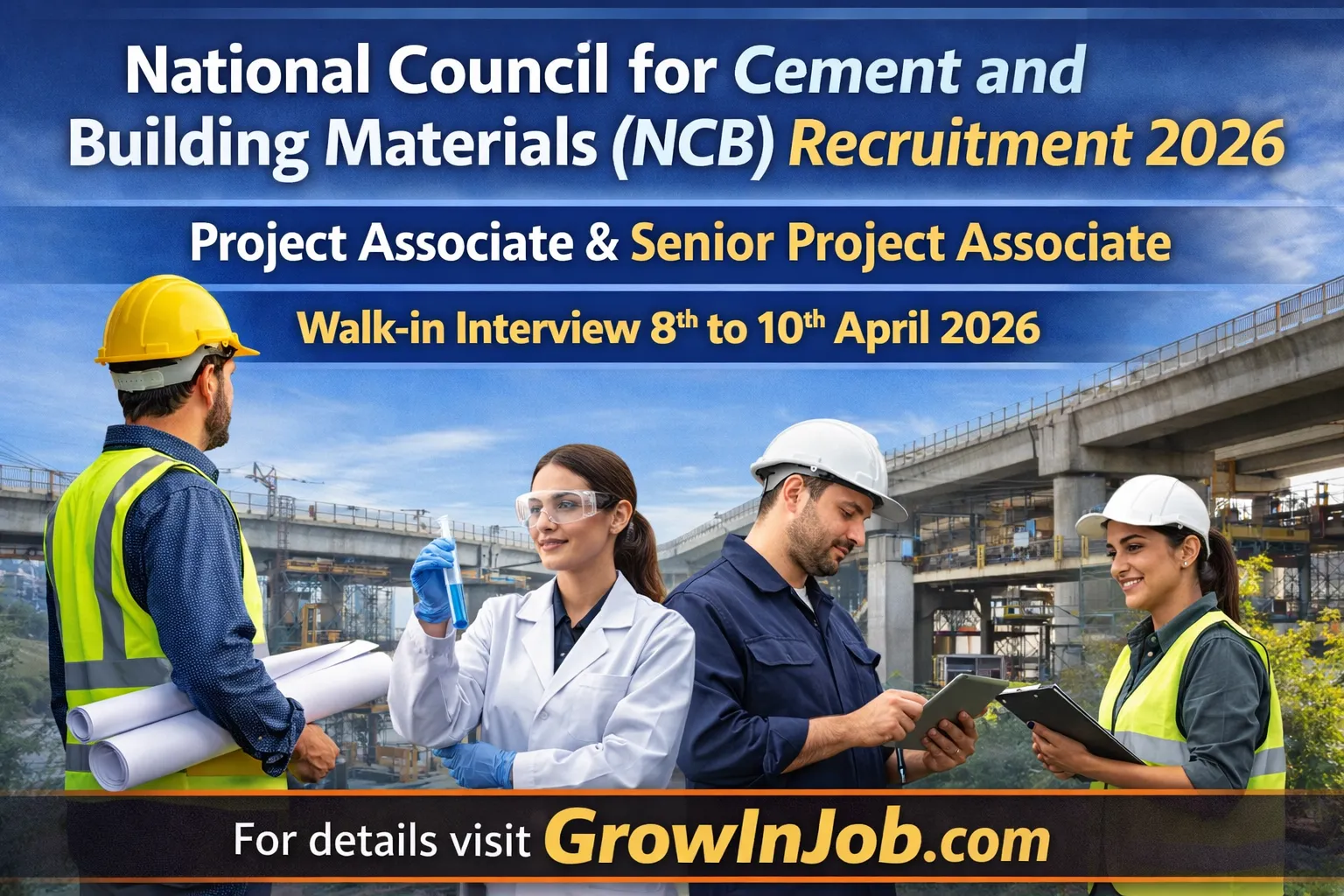NCB Recruitment 2026 walk-in interview for Project Associate and Senior Project Associate civil engineering jobs in Ballabgarh, Hyderabad, Ahmedabad and Bhubaneswar
