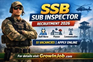 SSB Sub Inspector Recruitment 2026 notification for 51 Staff Nurse Pioneer Communication posts apply online GrowInJob
