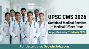 UPSC CMS 2026 Combined Medical Services Medical Officer recruitment featured image – GrowInJob