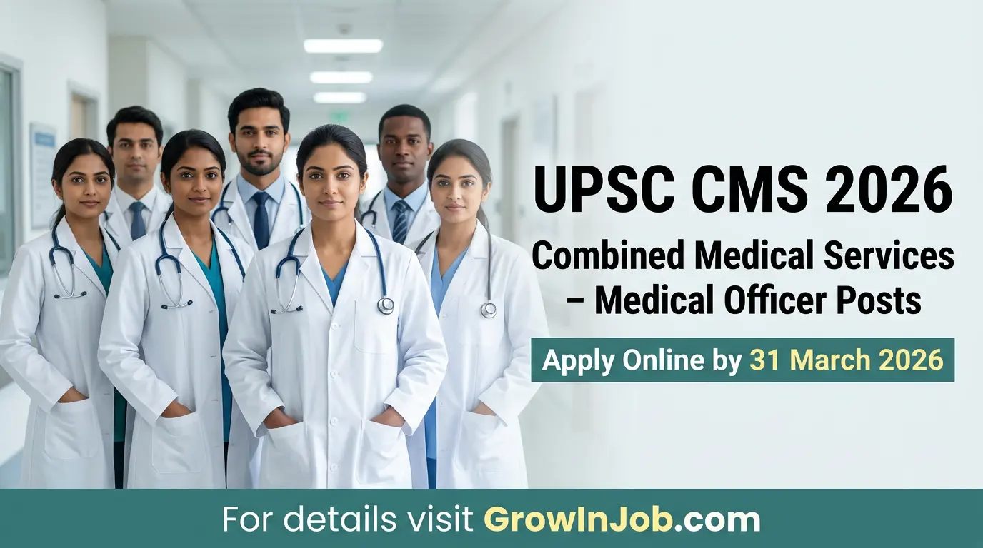 UPSC CMS 2026 Combined Medical Services Medical Officer recruitment featured image – GrowInJob