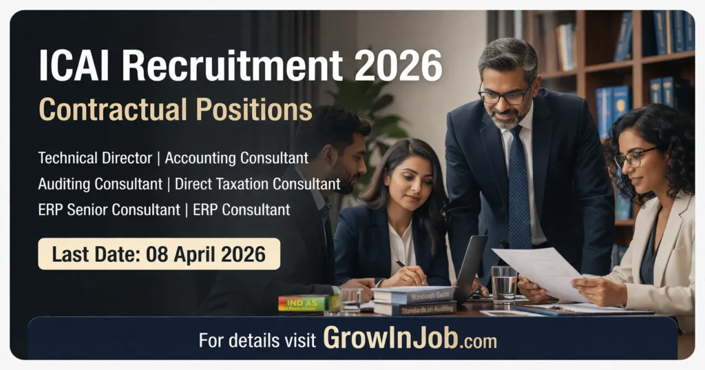 ICAI Recruitment 2026 Contractual Positions featured image showing diverse professionals with application deadline 8 April 2026
