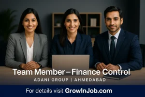 Corporate finance professionals in a modern office environment for Team Member Finance Control role at Adani Group in Ahmedabad