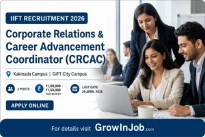 IIFT Corporate Relations and Career Advancement Coordinator Recruitment 2026 featured image showing Indian professionals collaborating in corporate environment