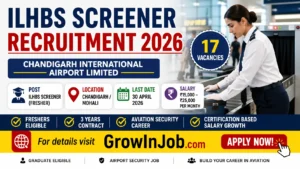 ILHBS Screener Recruitment 2026 at Chandigarh International Airport Limited for 17 fresher vacancies in Chandigarh Mohali