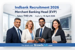 Indbank Recruitment 2026 Merchant Banking Head EVP salary 40 LPA apply before 10 April 2026 finance professionals office environment