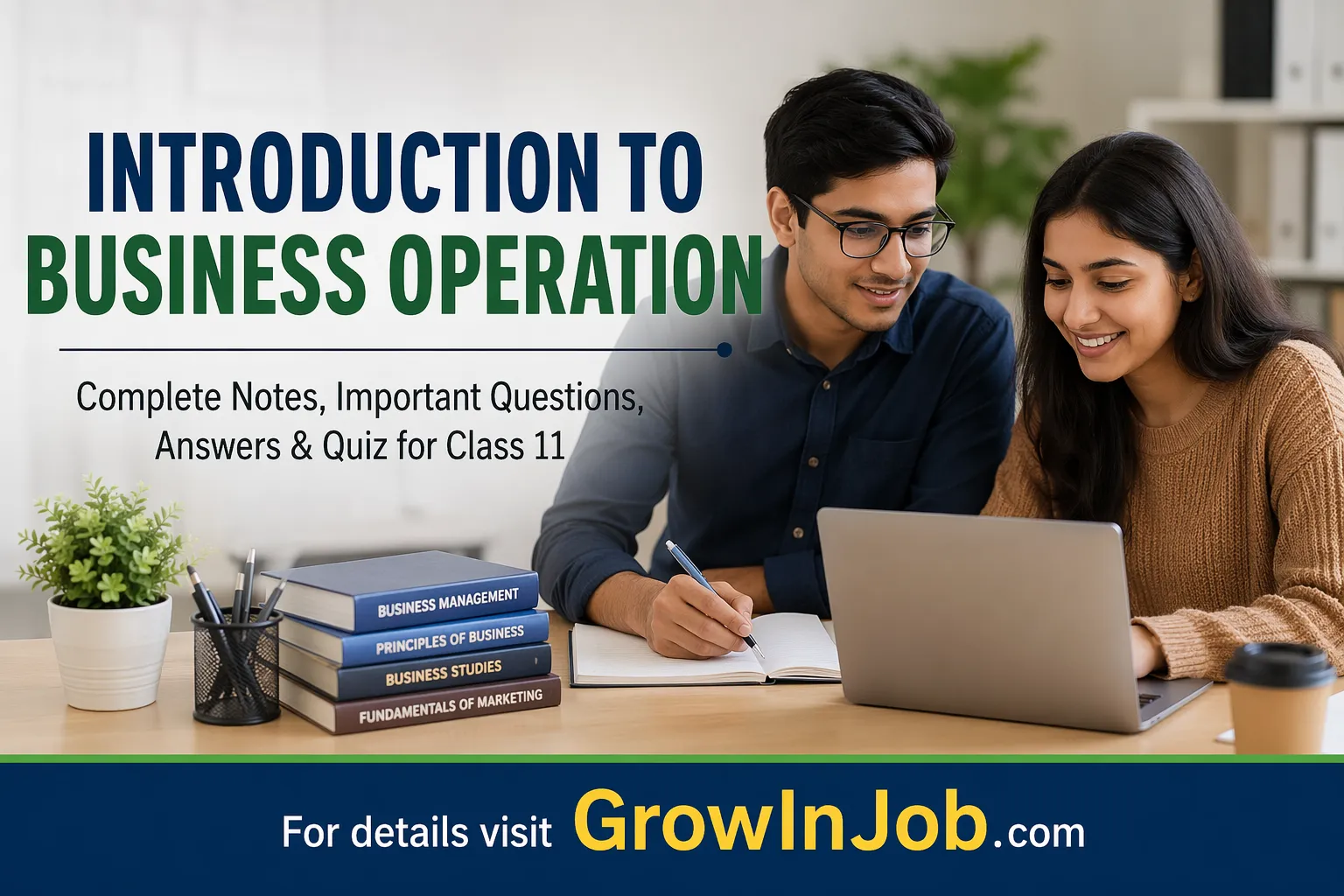 Students studying Introduction to Business Operation Class 11 notes questions answers and quiz concepts in modern learning environment