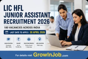 LIC HFL Junior Assistant Recruitment 2026 notification with 180 vacancies for graduates across India apply online before 30 April 2026