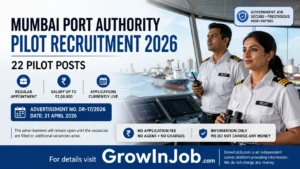 Mumbai Port Authority Pilot Recruitment 2026 featured image showing 22 Pilot posts with salary up to 2 lakh