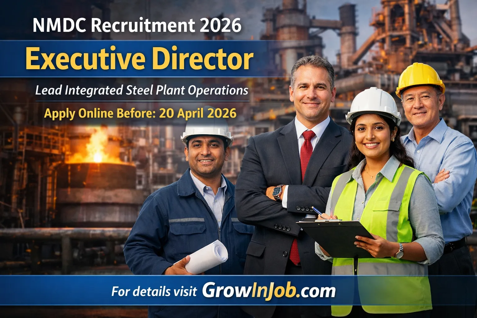 NMDC Recruitment 2026 Executive Director vacancy for steel plant operations leadership role at NMDC Limited Nagarnar apply before 20 April 2026