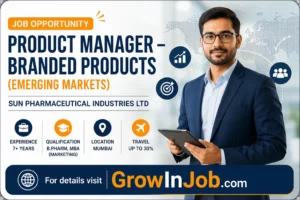 Product Manager – Branded Products Emerging Markets Sun Pharma Mumbai job opportunity marketing role pharma MBA BPharm careers GrowInJob