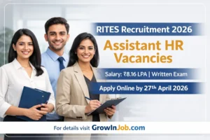 RITES Recruitment 2026 Assistant HR vacancy featured image showing Indian HR professionals with salary ₹8.16 LPA and apply last date 27 April 2026