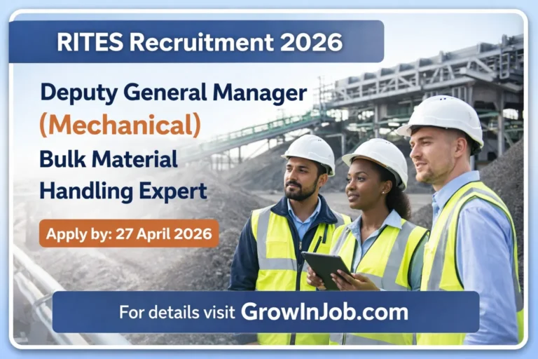 RITES Recruitment 2026 Deputy General Manager Mechanical Bulk Material Handling Expert PSU Engineering Job Apply by 27 April 2026