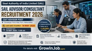 SAIL Advisor Consultant Recruitment 2026 featured image for C&IT Advisor post at Chandrapur Ferro Alloy Plant Maharashtra