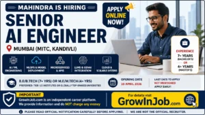 Senior AI Engineer Job Mahindra Mumbai 2026 AI ML LLM MLOps hiring GrowInJob