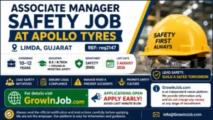 Associate Manager Safety Job at Apollo Tyres Limda Gujarat 2026 apply before 3 August req2147