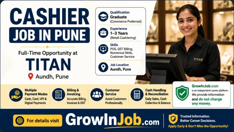 Cashier Job in Pune at Titan Aundh for graduates with retail cashiering and POS billing experience