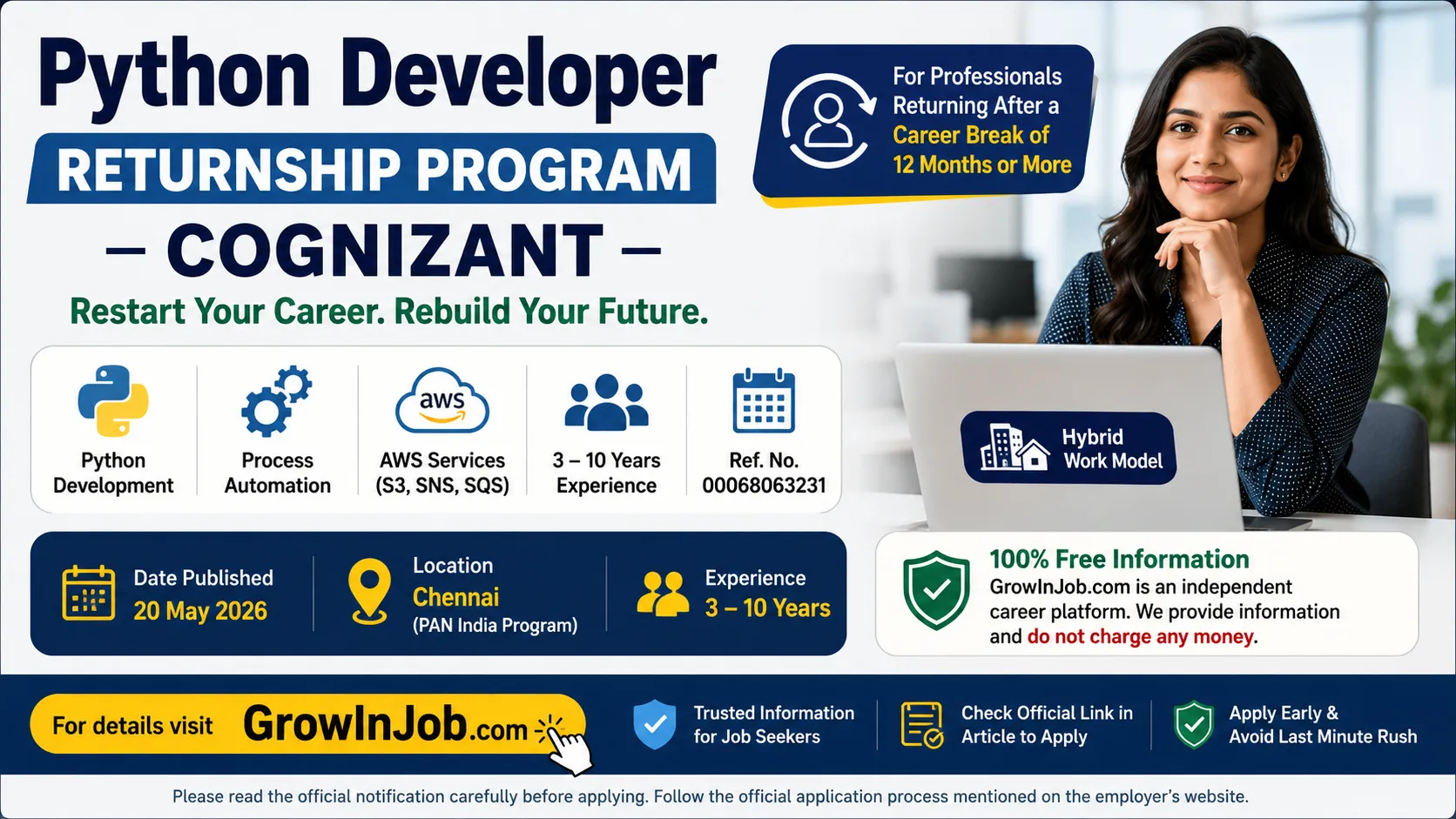 Python Developer Returnship Program 2026 at Cognizant | Apply Online