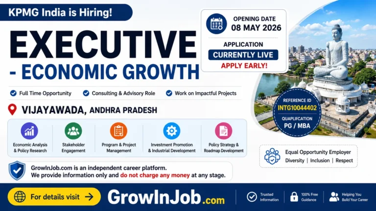 Executive - Economic Growth KPMG Vijayawada recruitment 2026 featured image showing MBA consulting opportunity in Andhra Pradesh.
