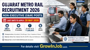 Gujarat Metro Rail Recruitment 2026 non executive O&M jobs with Indian metro staff and last date 28 May 2026