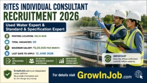 RITES Individual Consultant Recruitment 2026 featured image showing environmental engineering consultants at a wastewater treatment facility in Delhi NCR