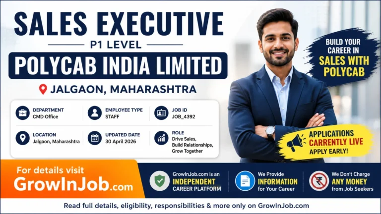 Sales Executive Job at Polycab India Limited Jalgaon Maharashtra P1 Level Apply Online GrowInJob