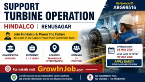 Support Turbine Operation Hindalco Renusagar job 2026 diploma engineer thermal power plant role