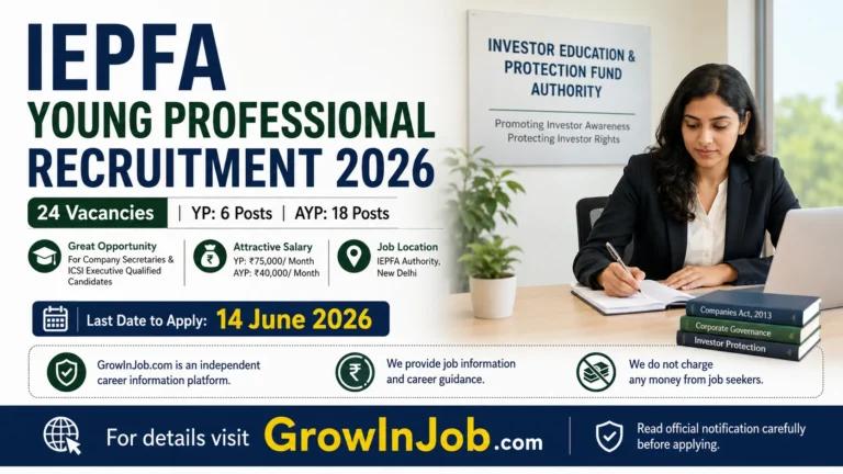 IEPFA Young Professional Recruitment 2026 featured image showing 24 vacancies for Young Professional and Assistant Young Professional posts in New Delhi with application deadline 14 June 2026.