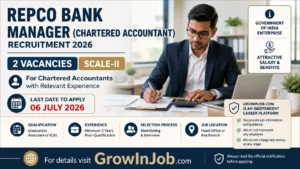 Repco Bank Manager Chartered Accountant Recruitment 2026 featured image showing Scale-II vacancies, eligibility, salary highlights and last date to apply.