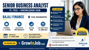 Senior Business Analyst job at Bajaj Finance Pune for experienced professionals. Apply for the TICC Knowledge Hub role with 3–6 years of experience. Featured image by GrowInJob.com.