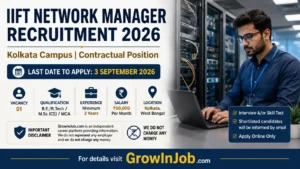 IIFT Network Manager Recruitment 2026 | Kolkata Campus | ₹60,000 Salary