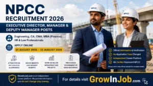 NPCC Recruitment 2026 featured image for Executive Director, Manager and Deputy Manager vacancies in Engineering, CA, CMA, MBA, HR and Law disciplines.