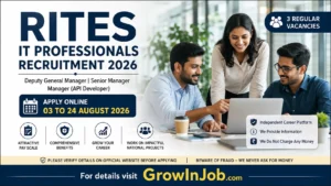 RITES IT Professionals Recruitment 2026 featured image for Deputy General Manager, Senior Manager (Cyber Security Expert) and Manager (API Developer) regular vacancies with application deadline 24 August 2026.