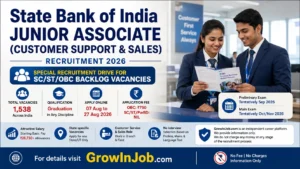 SBI Junior Associate Recruitment 2026 for 1538 SC ST OBC backlog vacancies