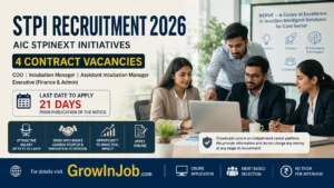 STPI Recruitment 2026 featured image for Chief Operating Officer, Incubation Manager, Assistant Incubation Manager and Executive (Finance & Admin) contract vacancies under AIC STPINEXT INITIATIVES.
