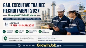 GAIL Executive Trainee Recruitment 2027 through GATE-2027 for Chemical, Instrumentation, Electrical and Mechanical engineering candidates