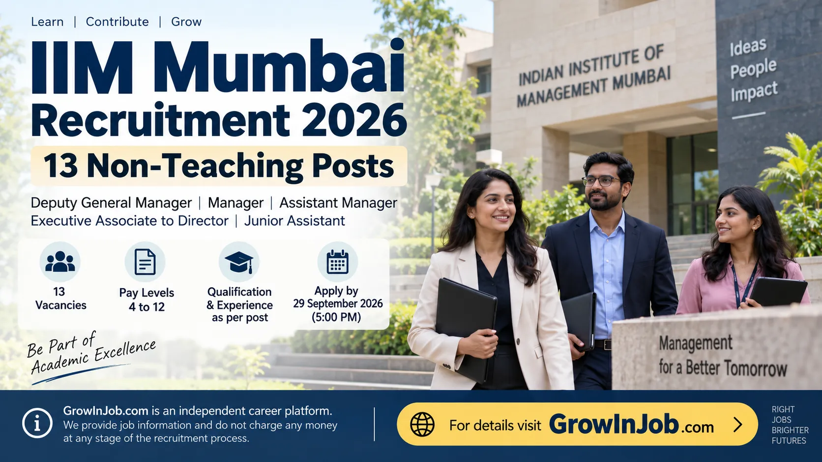 IIM Mumbai Recruitment 2026 for 13 non-teaching posts